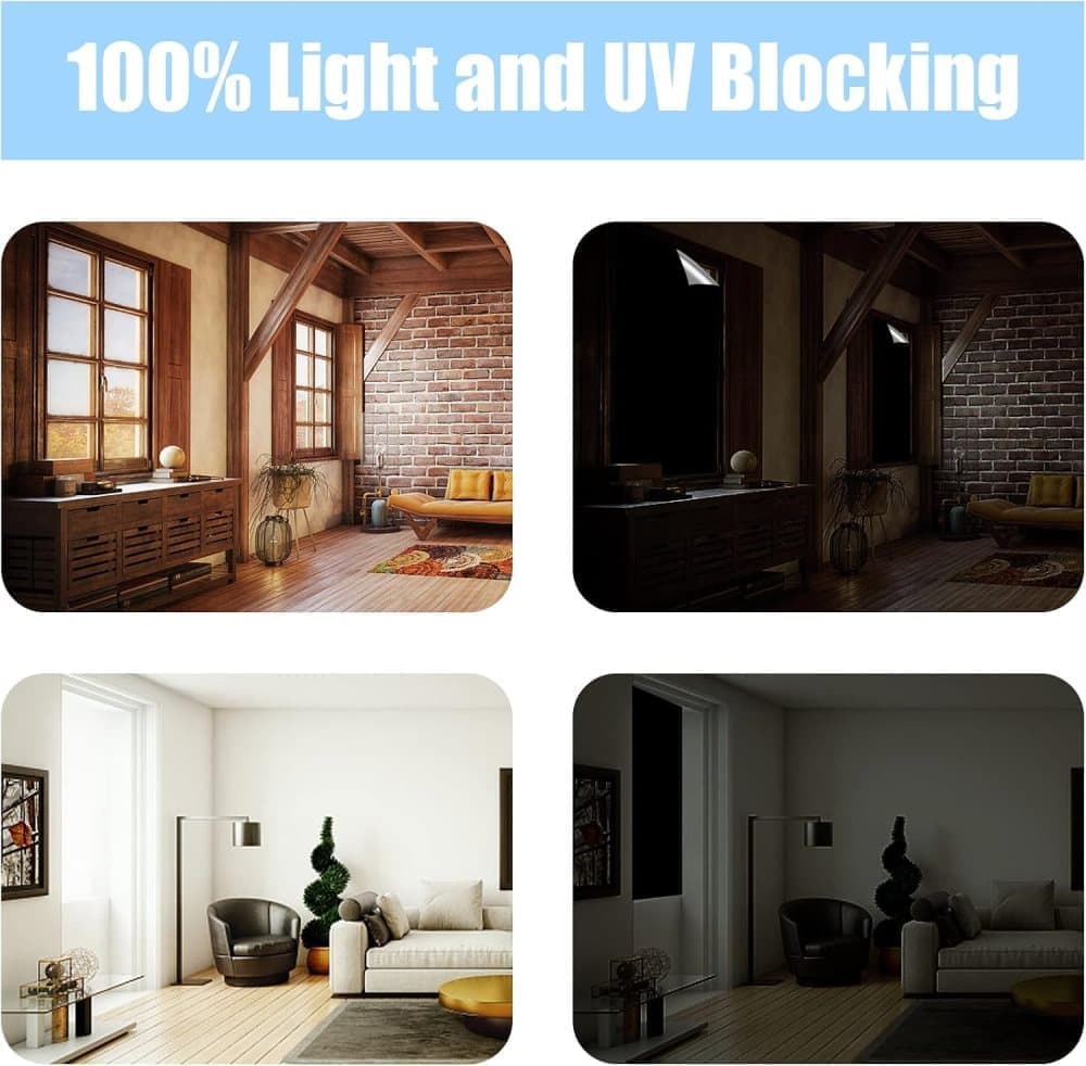 Blackout Curtain with Suction Cups, 100% UV Protection, Portable for Bedroom Windows, Home and Travel, Black, 145x400cm - Image 3