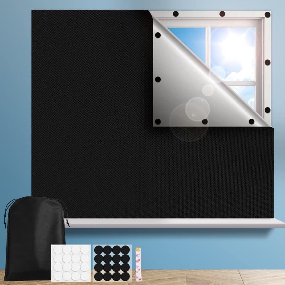 Blackout curtain with suction cups, UV protection, easy assembly for bedroom windows, home and travel, 100% blackout, 145x200cm - Image 1