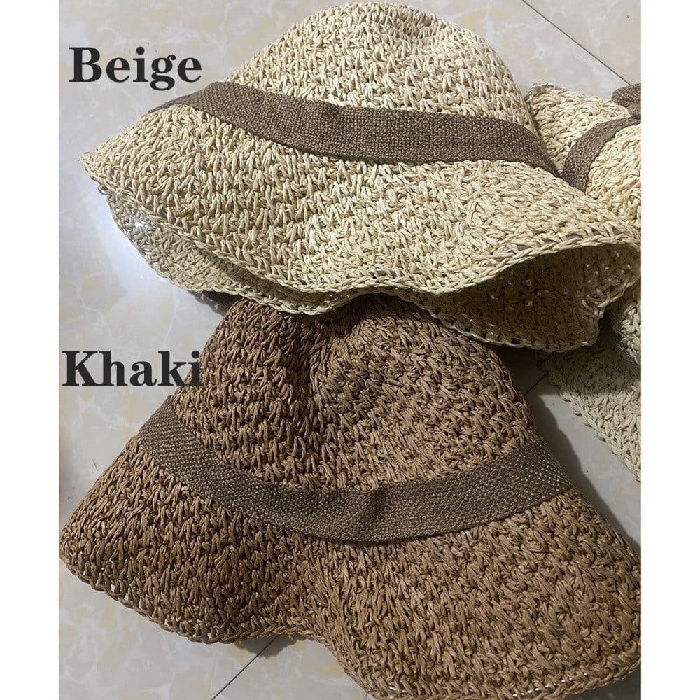 Women's Foldable Sun Hat Braided Wide Brim Beach Hat, Light and Breathable, 57-59 cm, Brown - Image 7