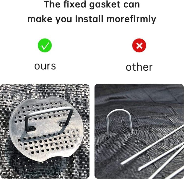 50-pack Stainless Steel U-shaped Ground Spikes for Garden and Greenhouse, Silver, 100×40×3 mm - Image 2