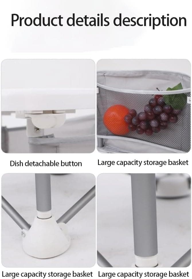 Foldable Highchair for Children with Sunshade and Removable Food Tray, Portable, Gray - Image 8