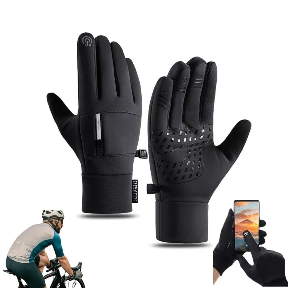 Unisex waterproof cycling gloves with touch screen function, anti-slip, wind and heat insulating, winter warm sports gloves, L - Image 1