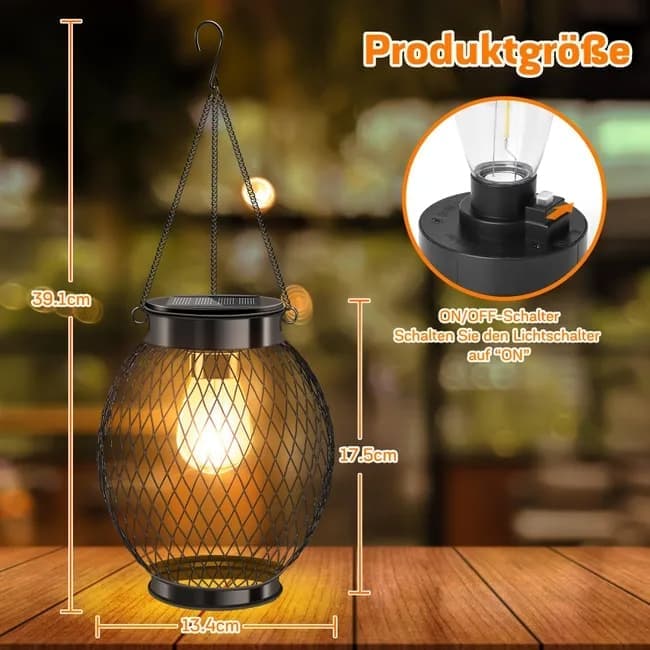 Solar Powered LED Outdoor Lantern with Solar Panel, IP65 Waterproof, for Garden Patio, Compatible with Outdoor Environments - Image 4
