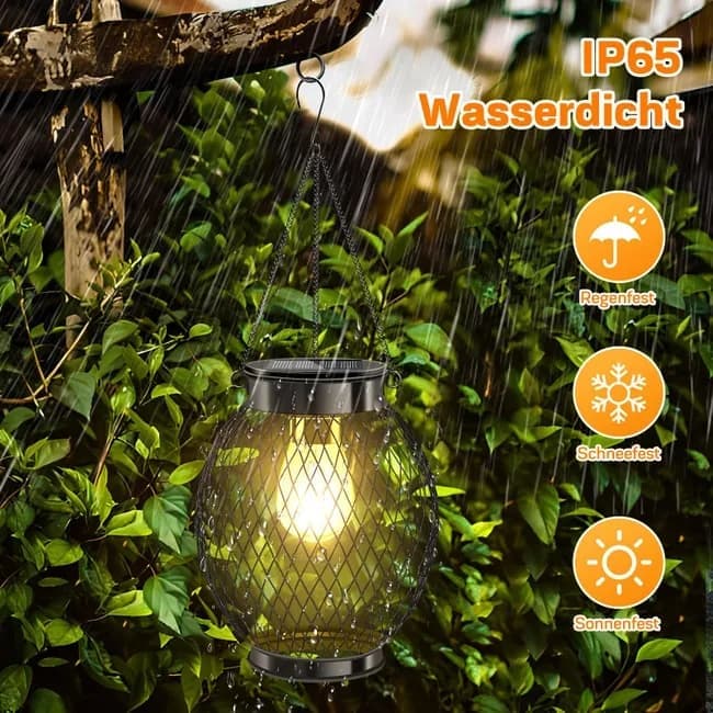 Solar Powered LED Outdoor Lantern with Solar Panel, IP65 Waterproof, for Garden Patio, Compatible with Outdoor Environments - Image 5