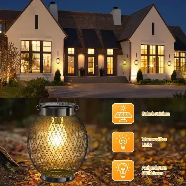 Solar Powered LED Outdoor Lantern with Solar Panel, IP65 Waterproof, for Garden Patio, Compatible with Outdoor Environments - Image 6