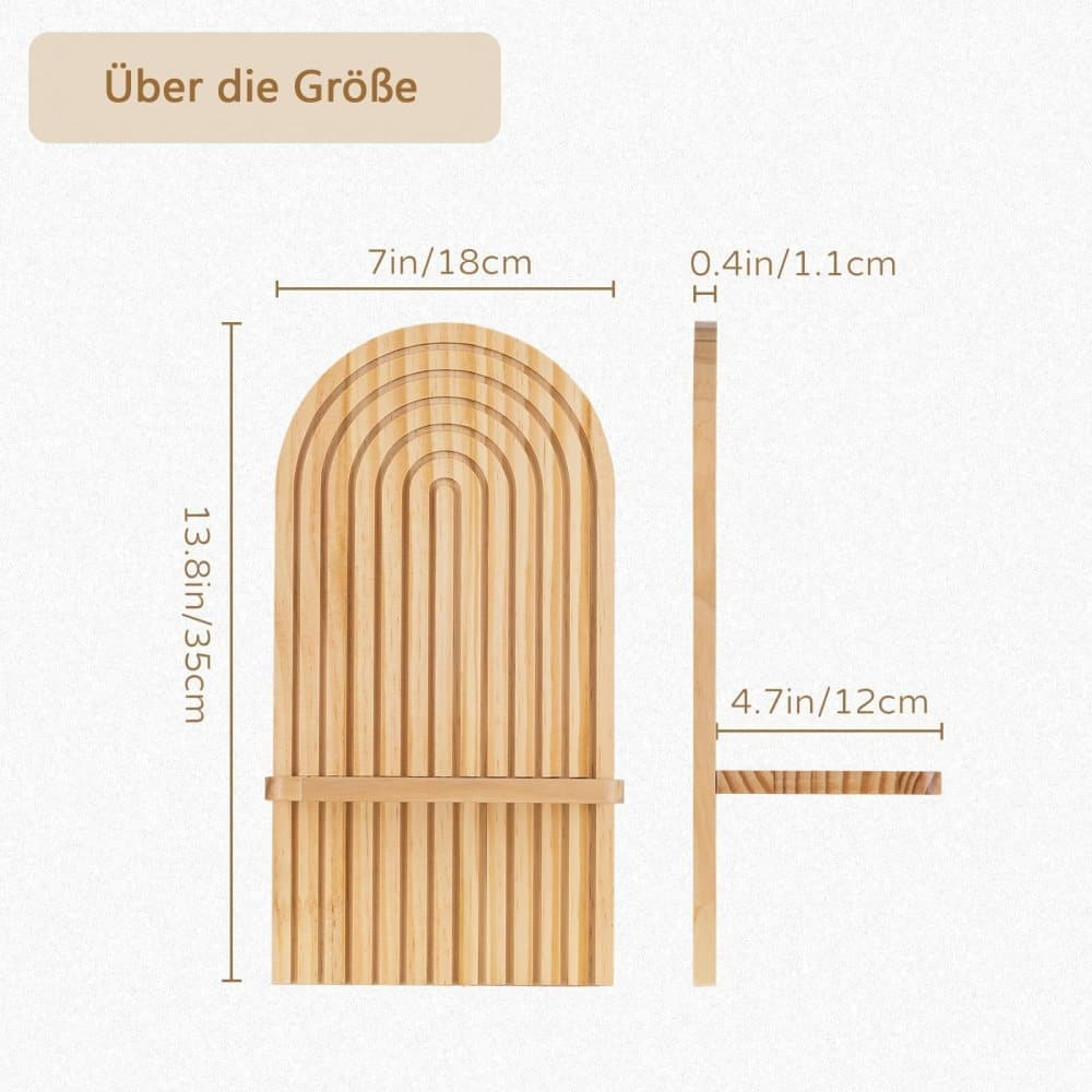 2 Bohemian Style Wooden Wall Shelves with Expander Bolts, Compatible with Living Rooms Bedrooms Kitchens, Brown - Image 3