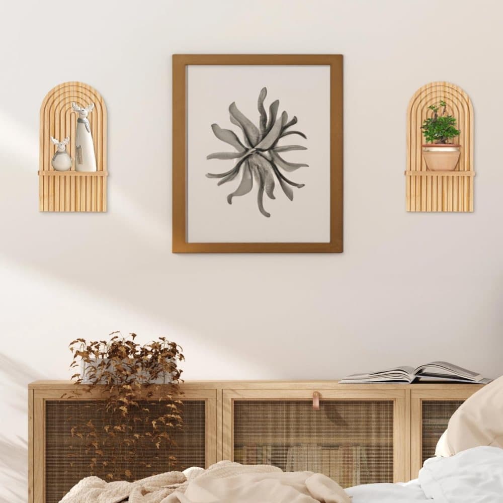 2 Bohemian Style Wooden Wall Shelves with Expander Bolts, Compatible with Living Rooms Bedrooms Kitchens, Brown - Image 7