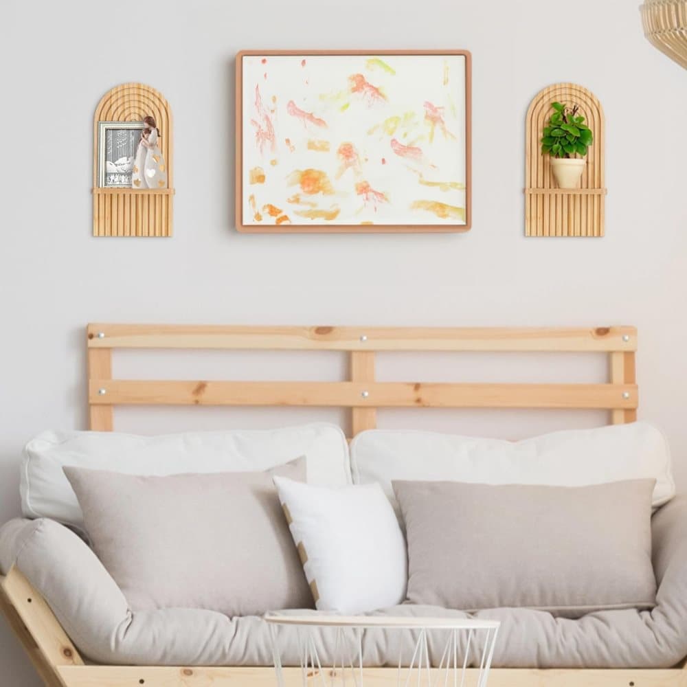 2 Bohemian Style Wooden Wall Shelves with Expander Bolts, Compatible with Living Rooms Bedrooms Kitchens, Brown - Image 8