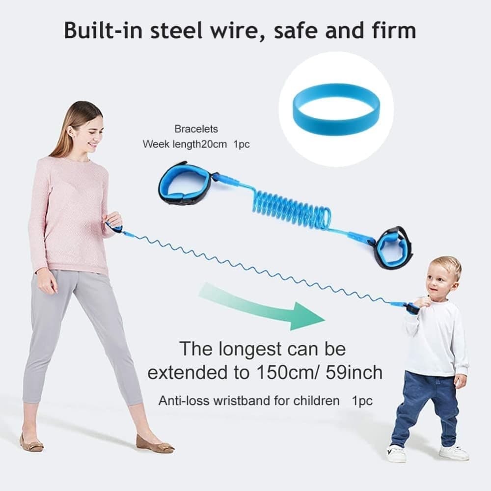 165 cm Kids Safety Leash Wrist Harness with Strap, Blue, for Children - Image 2