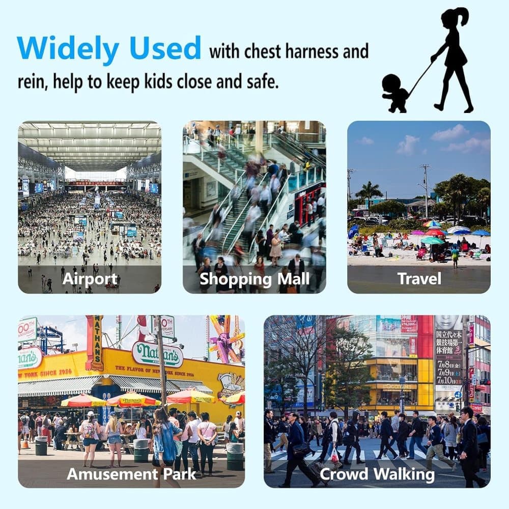 165 cm Kids Safety Leash Wrist Harness with Strap, Blue, for Children - Image 6