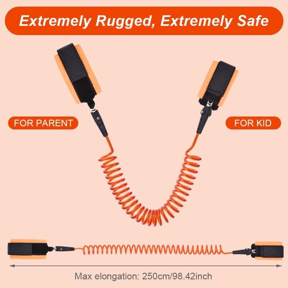165 cm Kids Leash Wrist Harness, Compatible with All Brands, Orange - Image 2