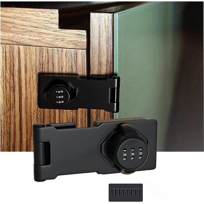 3-Digit Keyless Cabinet Lock with Knob, Durable Stainless Steel, Compatible with Wooden Boxes and Cabinets, Black - Image 1