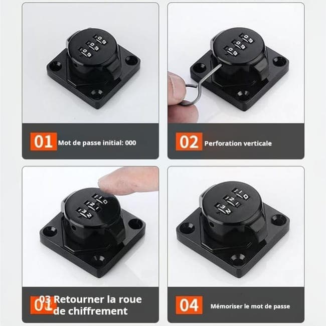 3-Digit Keyless Cabinet Lock with Knob, Durable Stainless Steel, Compatible with Wooden Boxes and Cabinets, Black - Image 5