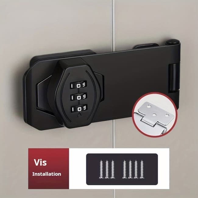 3-Digit Keyless Cabinet Lock with Knob, Durable Stainless Steel, Compatible with Wooden Boxes and Cabinets, Black - Image 7
