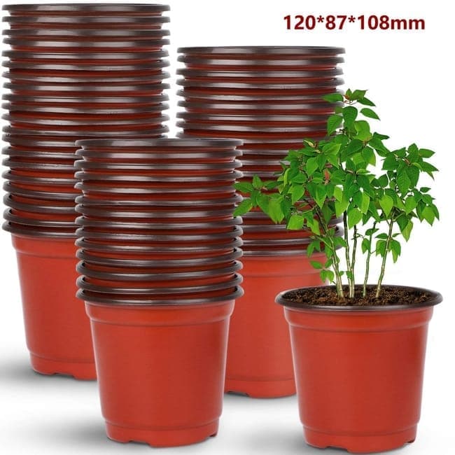 100pcs Reusable Plastic Planting Pots for Indoor and Outdoor Flower Growing, 120mm - Image 1