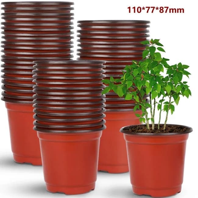 100pcs Reusable Plastic Planting Pots for Indoor and Outdoor Flower Growing, 110mm - Image 1
