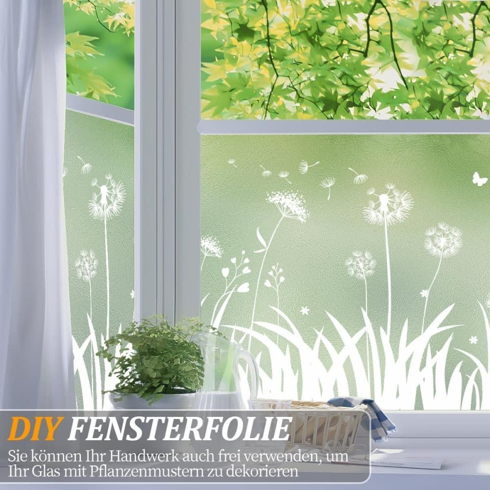 Frosted Window Film Removable Static Cling Floral Design for Kitchen Privacy, 44.5 x 200 cm - Image 2