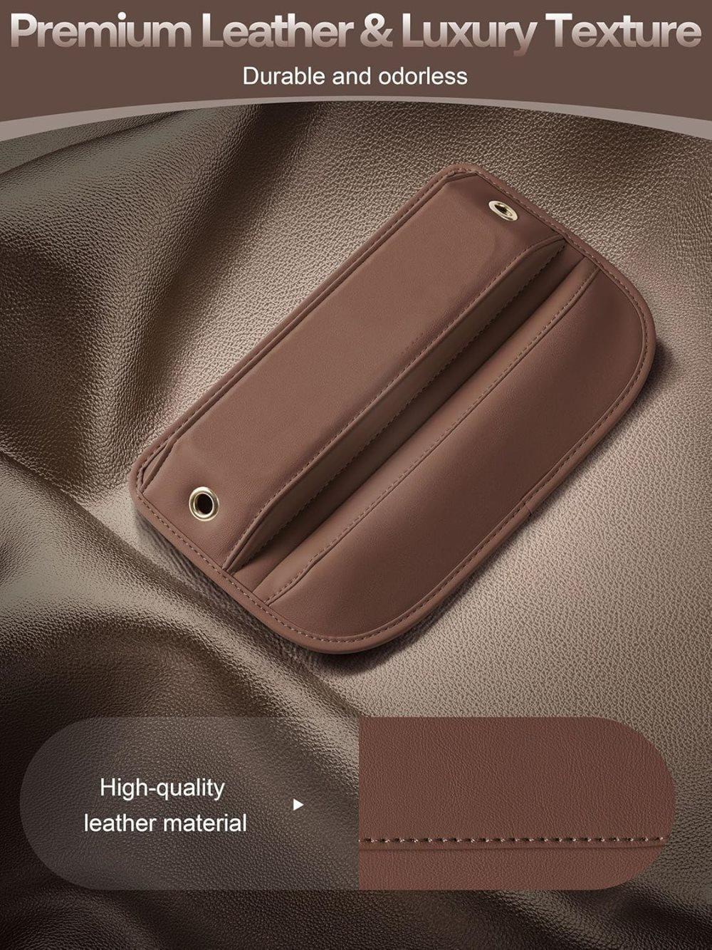 2-Pack Universal Car Storage Leather Bags, Brown/Black, Compatible with All Car Models - Image 4