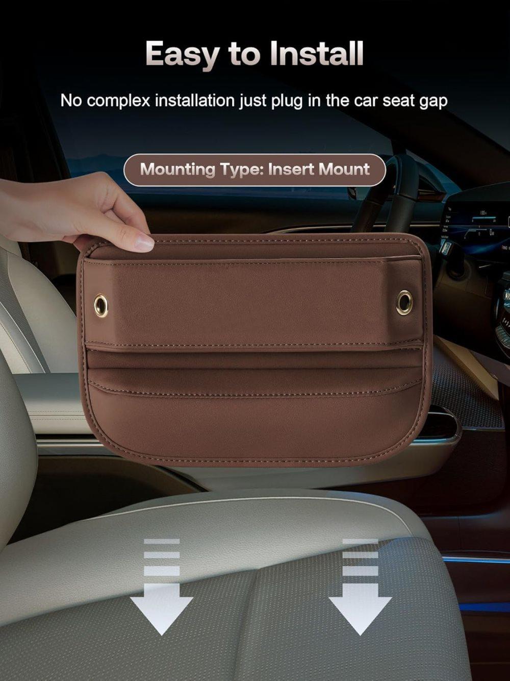 2-Pack Universal Car Storage Leather Bags, Brown/Black, Compatible with All Car Models - Image 7