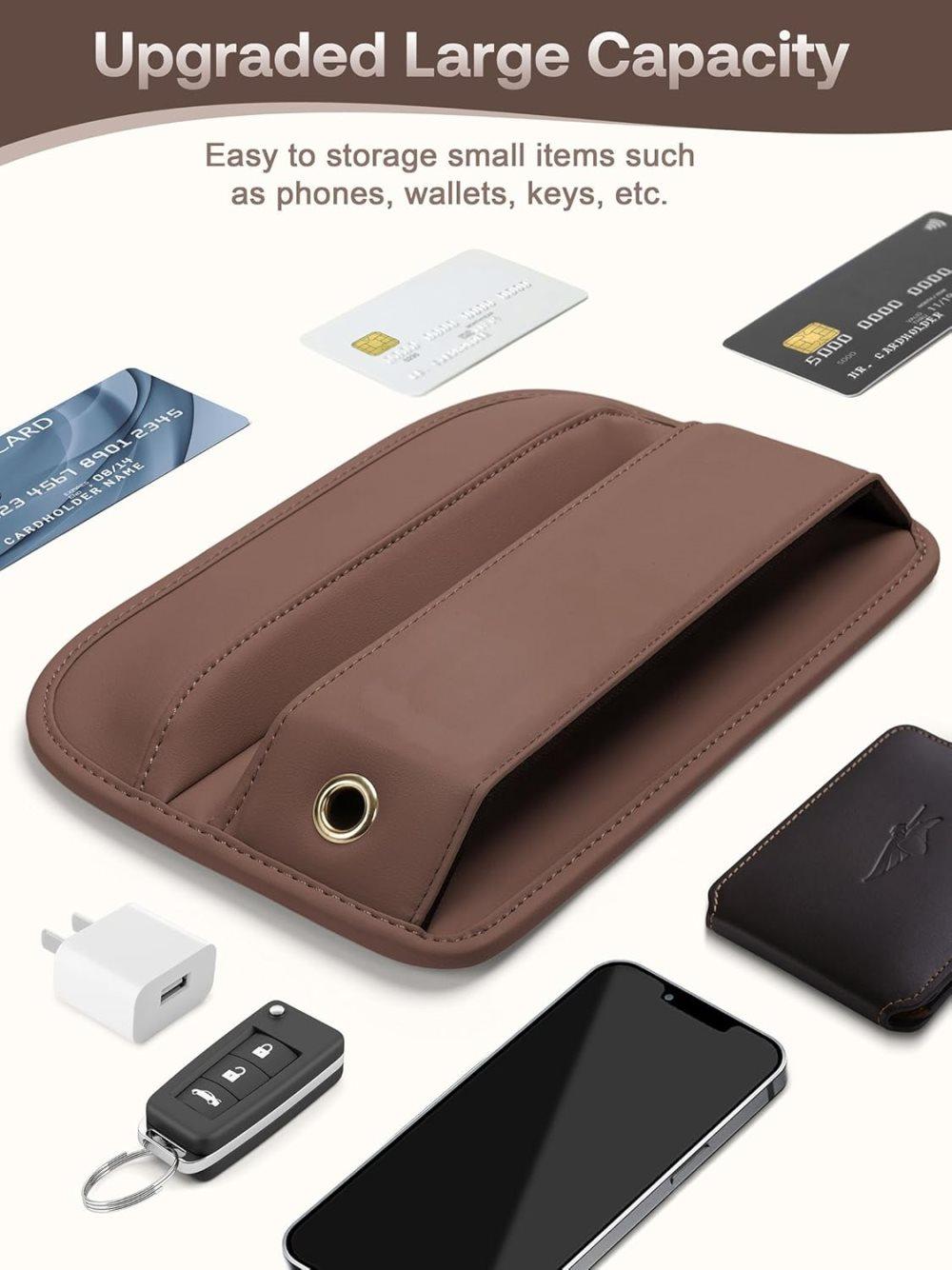 2-Pack Universal Car Storage Leather Bags, Brown/Black, Compatible with All Car Models - Image 8