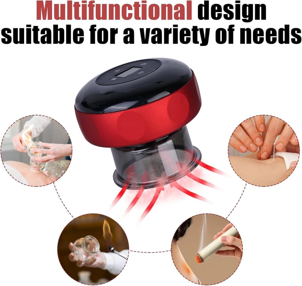 12-Speed Electric Cupping Therapy Machine Vacuum Massager Set, Red - Image 7