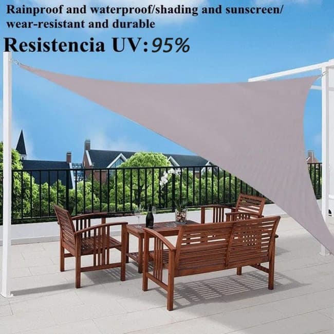3.6x3.6x3.6m Waterproof Outdoor Triangular Sun Sail UV Protective Shade Net for Camping Garden Terrace and Pool, Light Gray - Image 2