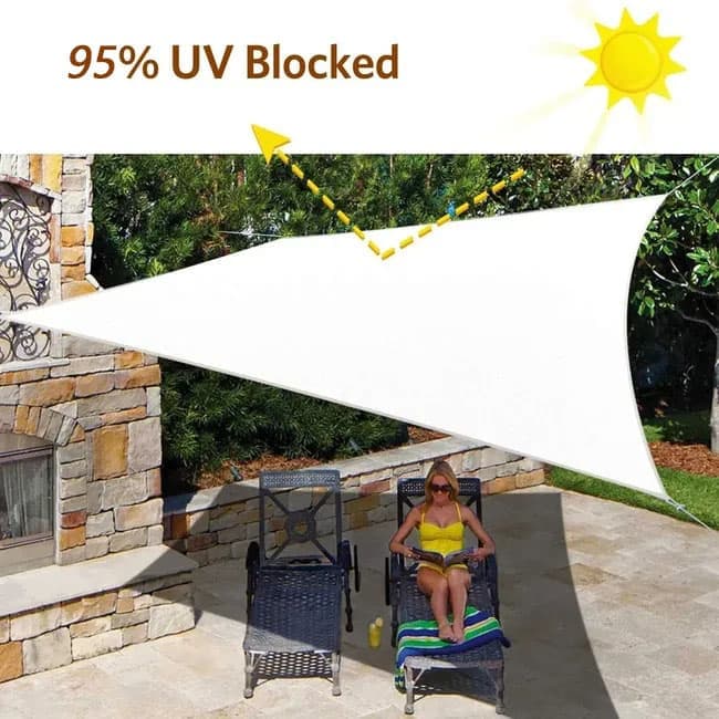 3x3m Waterproof Outdoor Sun Sail Triangle Shade, UV Protective Sun Net for Camping Garden Terrace Pool, White, 3.6x3.6x3.6m - Image 2