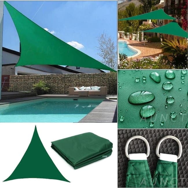 3.6x3.6x3.6m Waterproof Outdoor Sun Sail Triangle Shade, UV Protective Sun Net for Camping Garden Terrace Pool, Dark green - Image 4