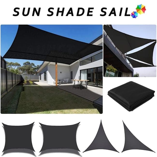 3.6x3.6x3.6m Waterproof Outdoor Sun Sail Triangle UV Protective Shade Net for Camping Garden Terrace and Pool, Black - Image 4