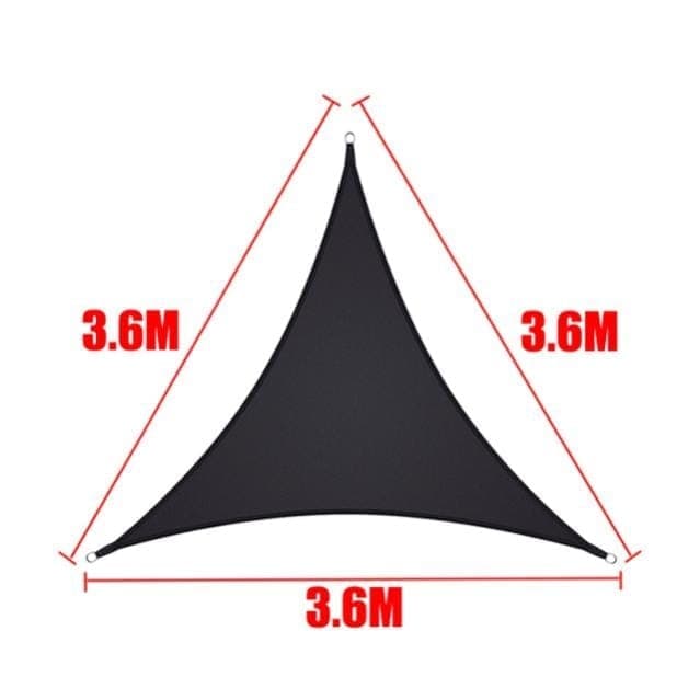 3.6x3.6x3.6m Waterproof Outdoor Sun Sail Triangle UV Protective Shade Net for Camping Garden Terrace and Pool, Black - Image 8