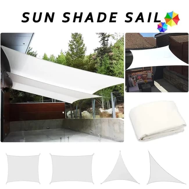 5x5x5m Waterproof Outdoor Triangular Sun Sail UV Protective Shade Net for Camping Garden Terrace and Pool, White - Image 3