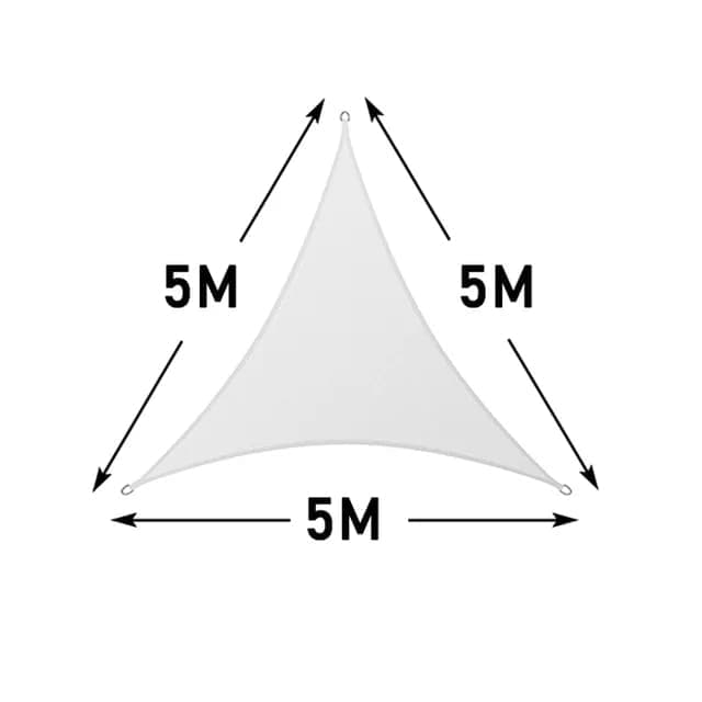 5x5x5m Waterproof Outdoor Triangular Sun Sail UV Protective Shade Net for Camping Garden Terrace and Pool, White - Image 5