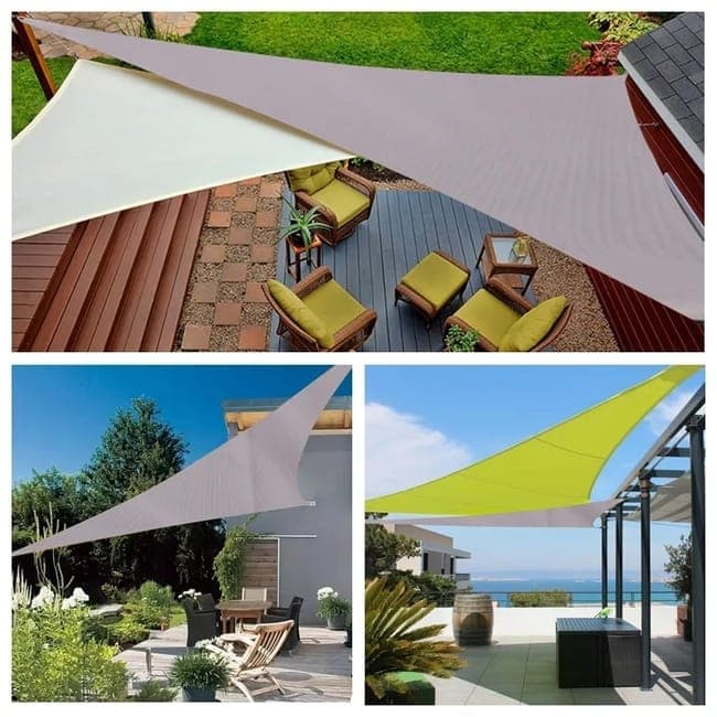 3m x 3m x 3m Waterproof Outdoor Sun Sail Triangle Shade UV Protective Sun Net for Camping Garden Terrace Pool, Light Gray - Image 3
