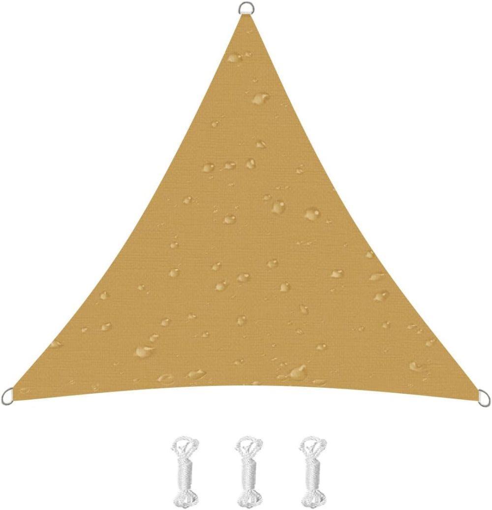 5x5x5m Waterproof Outdoor Triangular Sun Sail UV Protective Shade Net for Camping Garden and Pool, Dark Yellow - Image 1