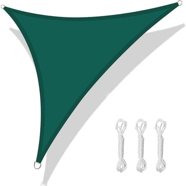 5x5x5m Waterproof Outdoor Sun Sail UV-Protective Triangle Shade Net for Camping Garden Terrace and Pool, Dark green - Image 1