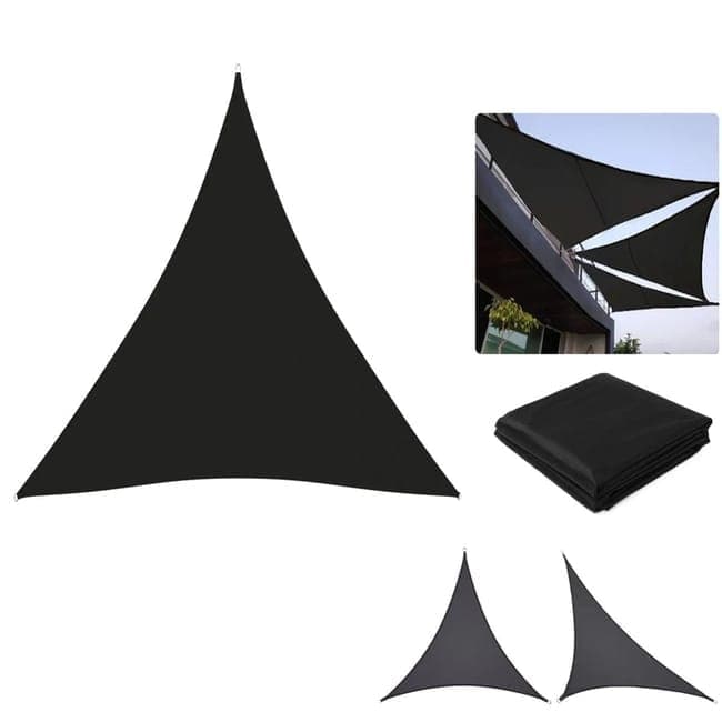 5x5x5 m Waterproof Outdoor Triangular Sun Sail UV Protective Shade Net for Camping Garden Terrace and Pool, Black - Image 2