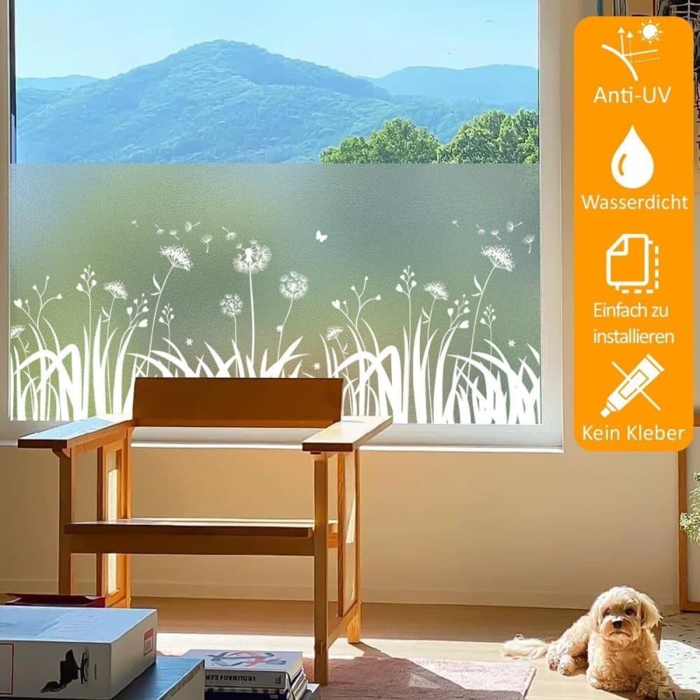 Privacy Window Film Dandelion Pattern UV Protection for Bathroom, 45cm x 500cm - Image 3