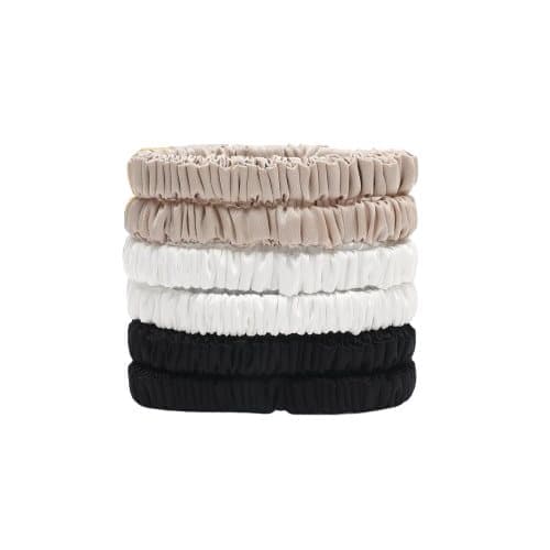 6-Pack Mulberry Silk Scrunchies Hair Bands No Damage High Elasticity, 16 Momme - Image 1