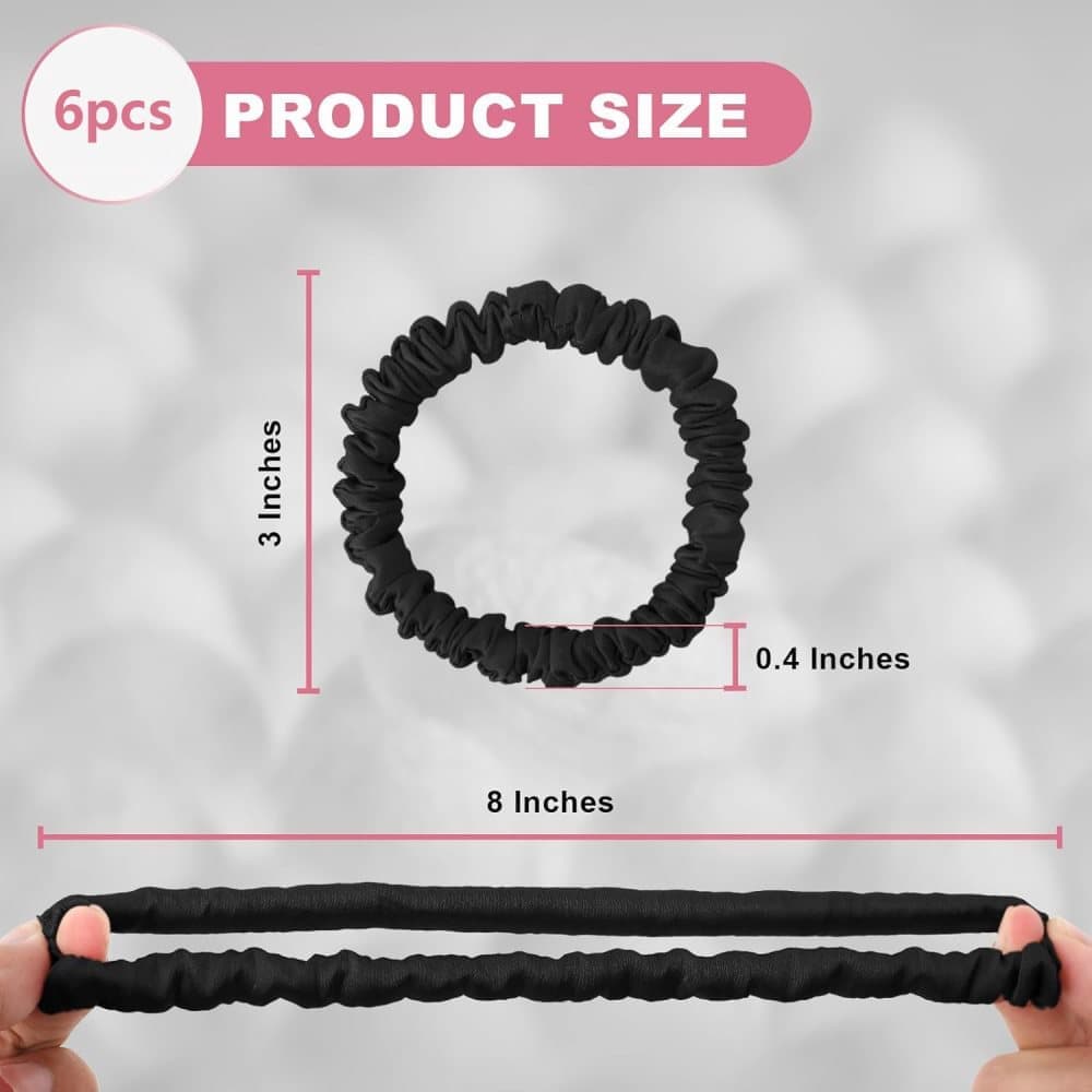 6-Pack Mulberry Silk Scrunchies Hair Bands No Damage High Elasticity, 16 Momme - Image 3