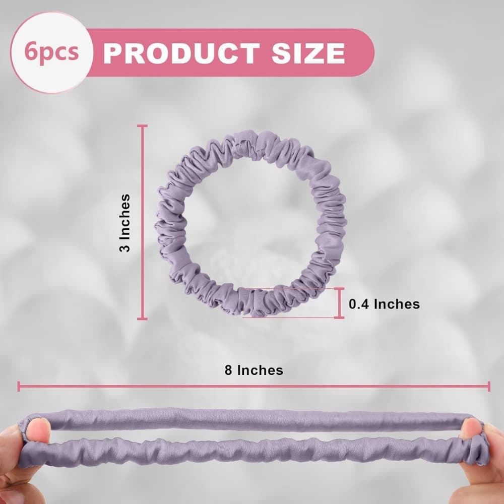 6-Pack Silk Scrunchies Hair Bands 100% Mulberry Silk Gentle No Damage High Elasticity, 16 Momme - Image 3