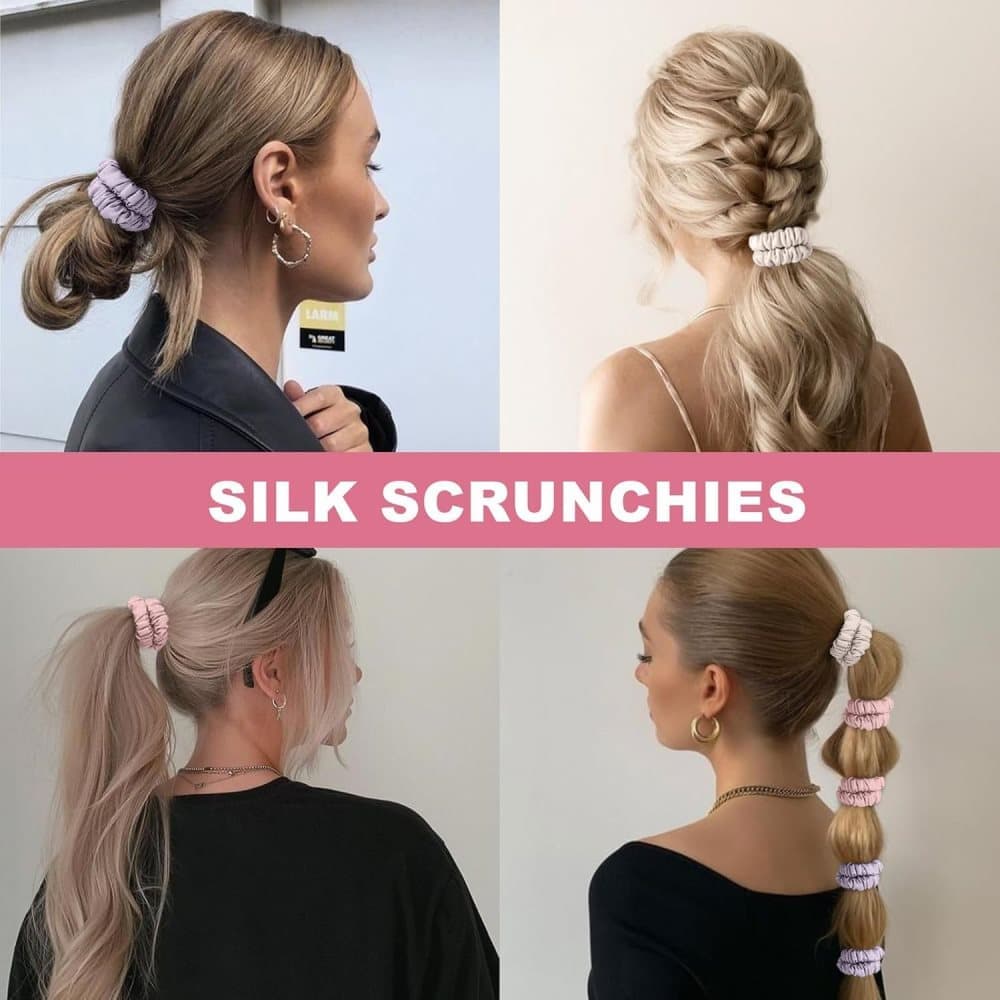 6-Pack Silk Scrunchies Hair Bands 100% Mulberry Silk Gentle No Damage High Elasticity, 16 Momme - Image 7