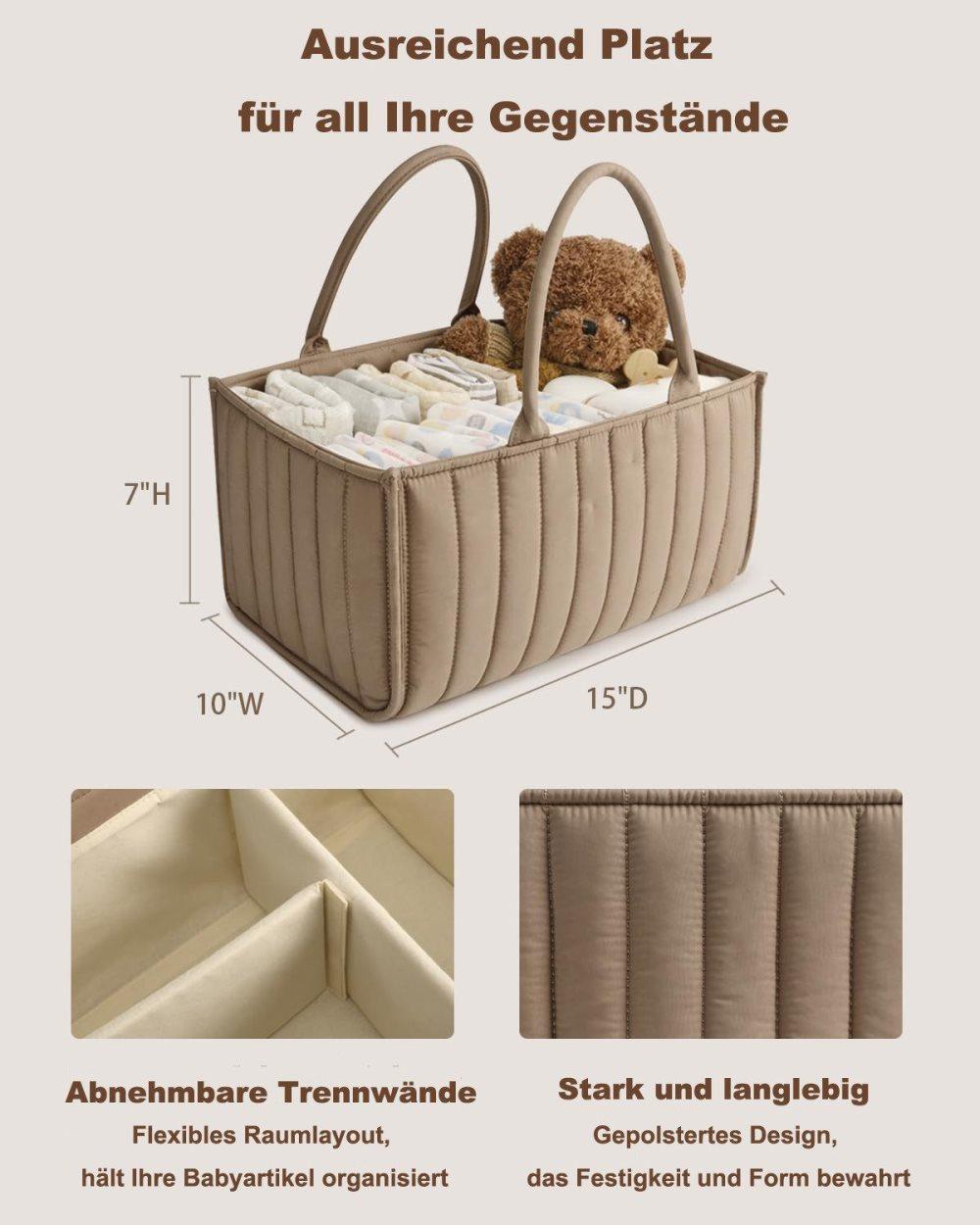 Baby Diaper Storage Basket, Large Capacity Breathable Water Resistant, for Home and Travel Use, Brown - Image 2