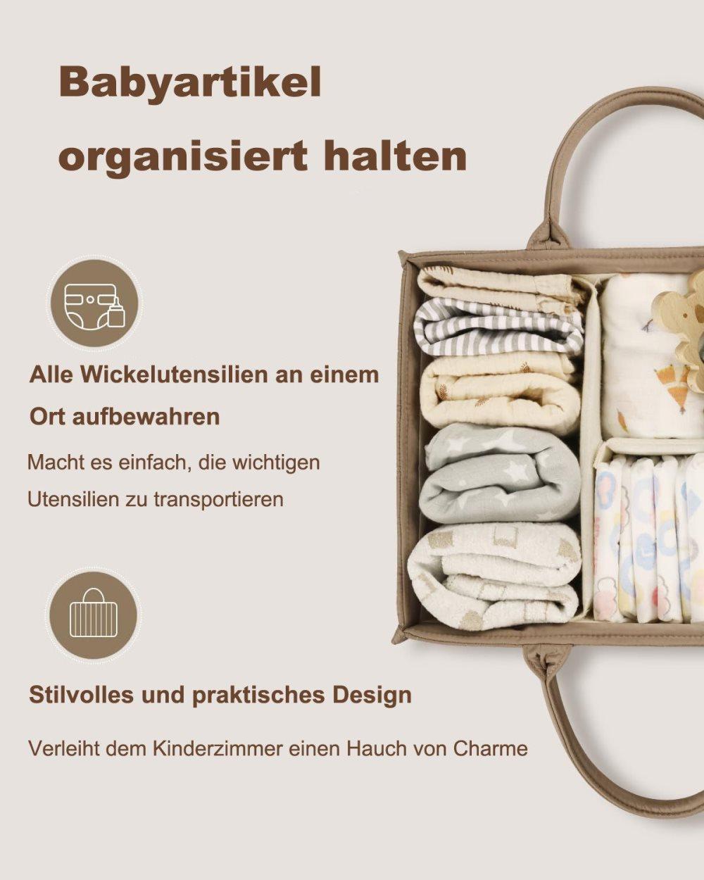 Baby Diaper Storage Basket, Large Capacity Breathable Water Resistant, for Home and Travel Use, Brown - Image 3