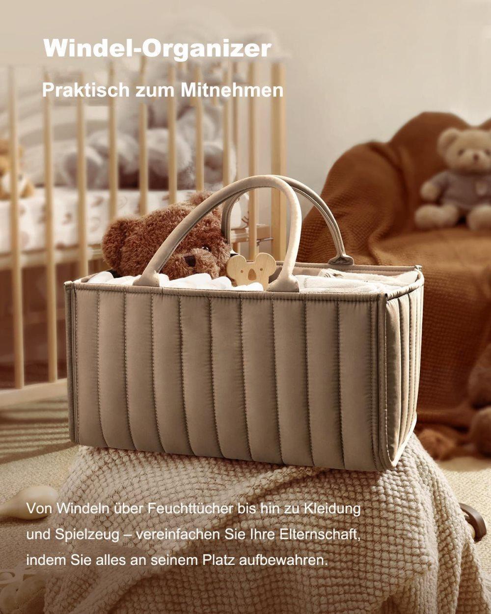 Baby Diaper Storage Basket, Large Capacity Breathable Water Resistant, for Home and Travel Use, Brown - Image 4