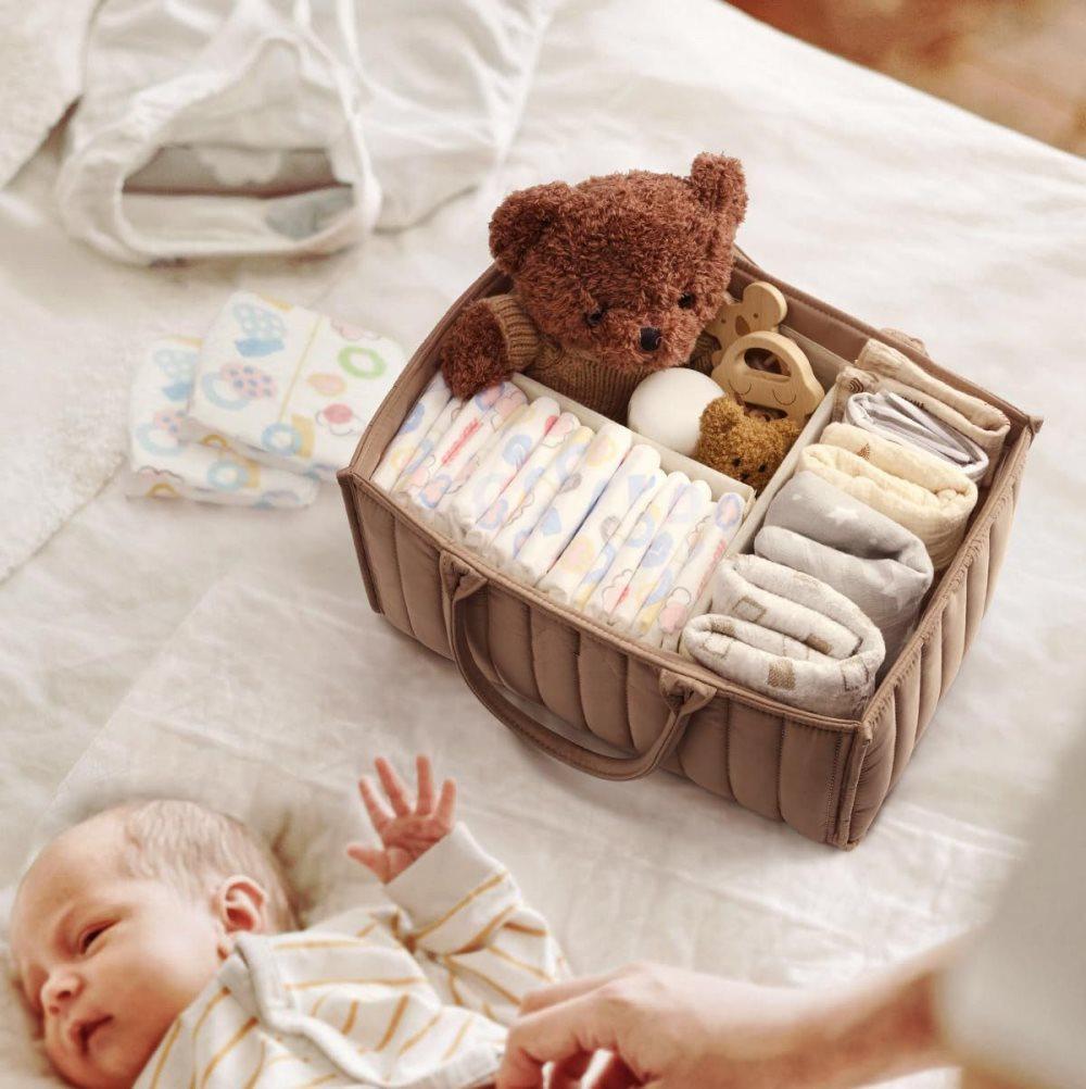 Baby Diaper Storage Basket, Large Capacity Breathable Water Resistant, for Home and Travel Use, Brown - Image 5