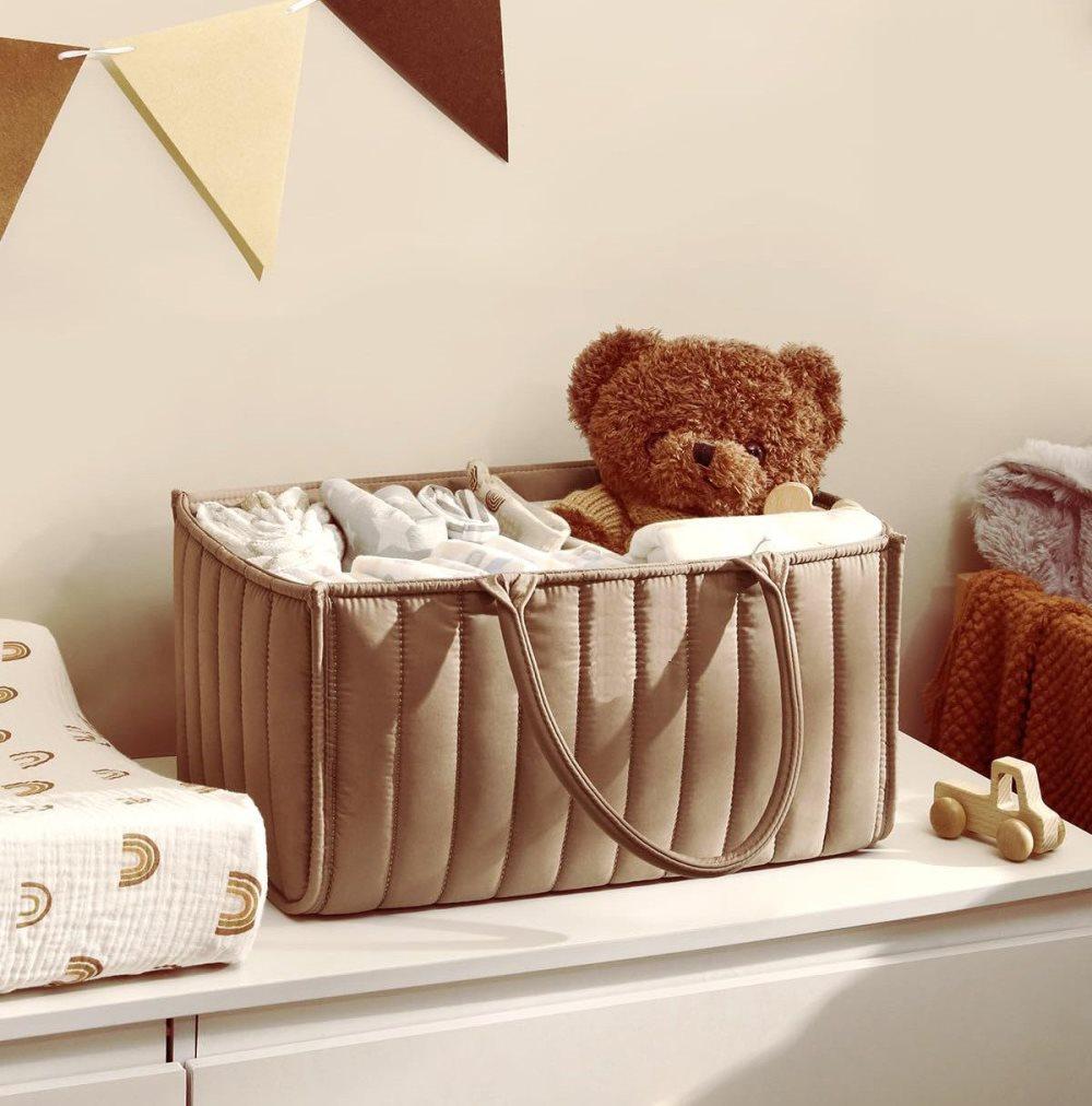 Baby Diaper Storage Basket, Large Capacity Breathable Water Resistant, for Home and Travel Use, Brown - Image 6