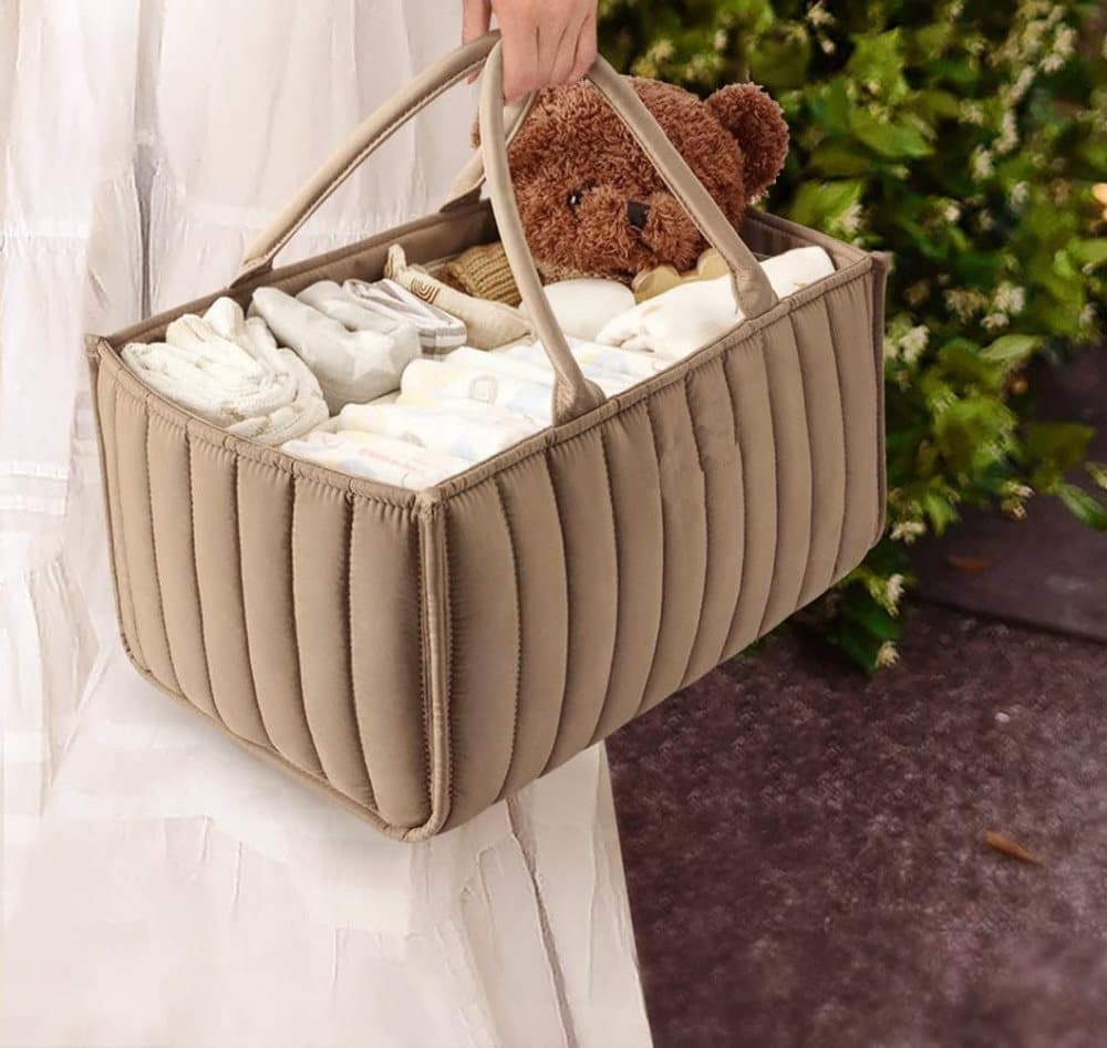 Baby Diaper Storage Basket, Large Capacity Breathable Water Resistant, for Home and Travel Use, Brown - Image 7