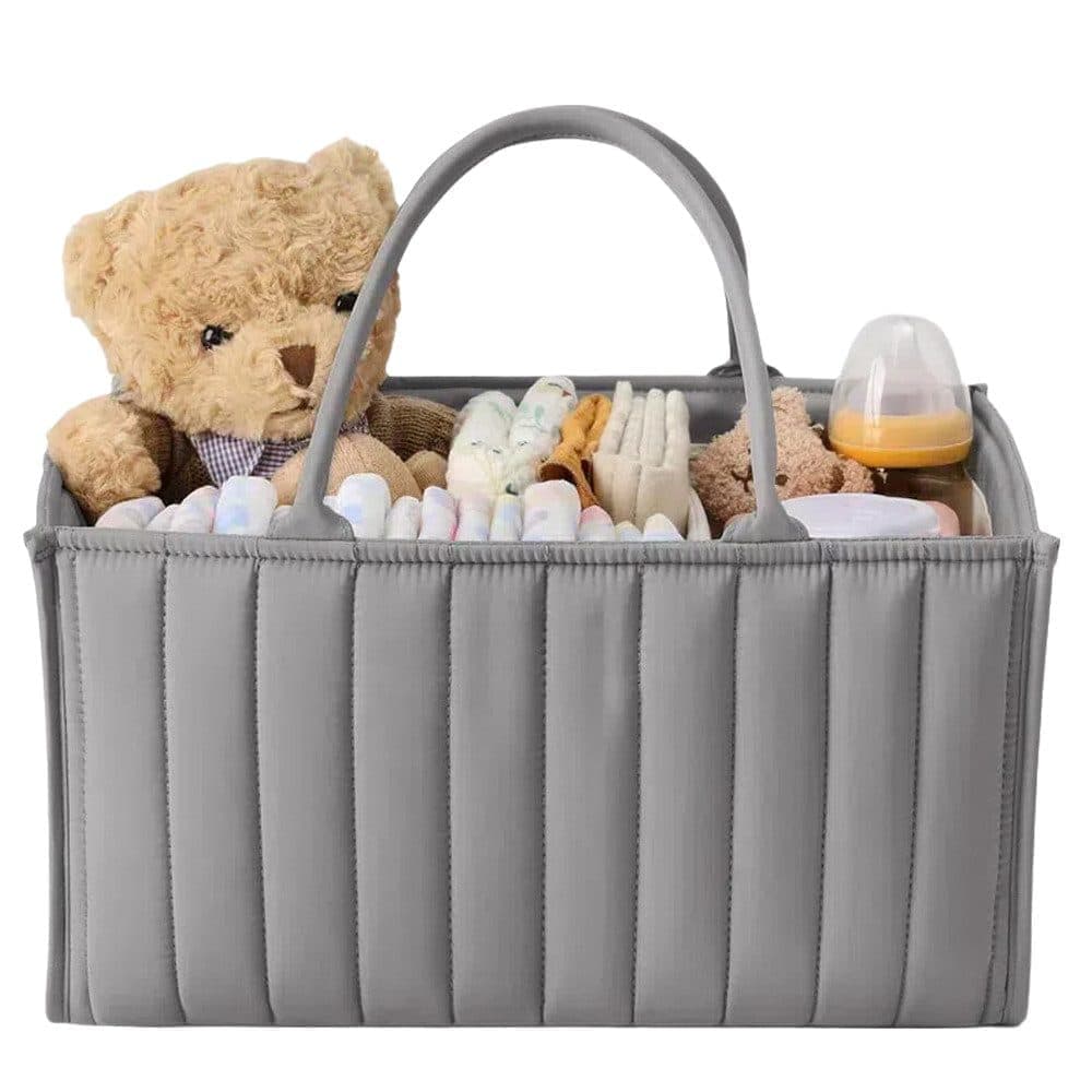 Baby Diaper Storage Basket Multifunctional Large Capacity Breathable Water Resistant for Home and Travel, Gray - Image 1