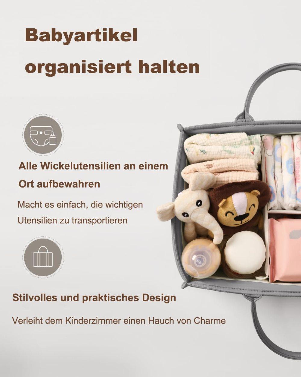 Baby Diaper Storage Basket Multifunctional Large Capacity Breathable Water Resistant for Home and Travel, Gray - Image 3