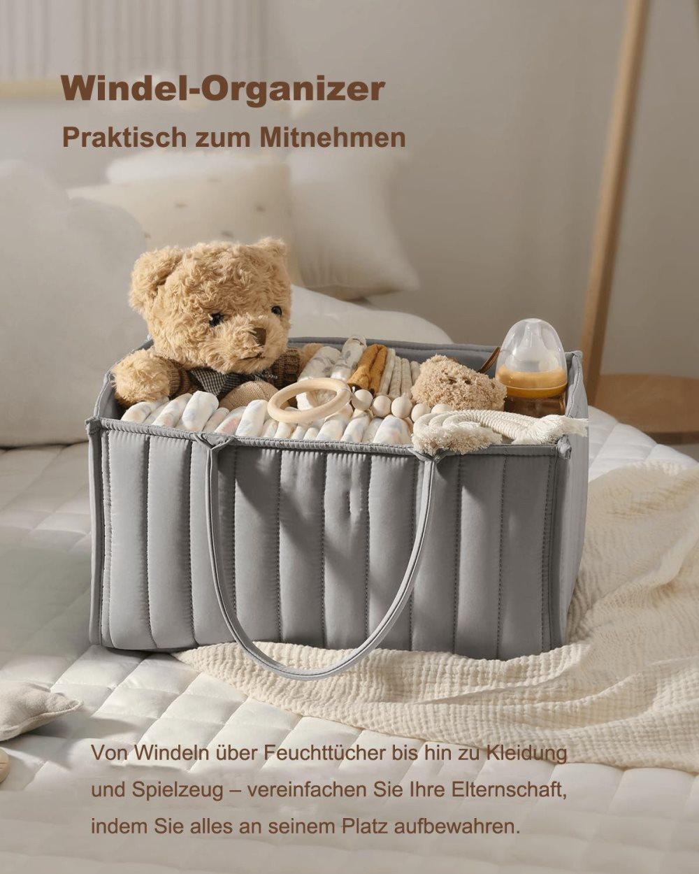 Baby Diaper Storage Basket Multifunctional Large Capacity Breathable Water Resistant for Home and Travel, Gray - Image 4